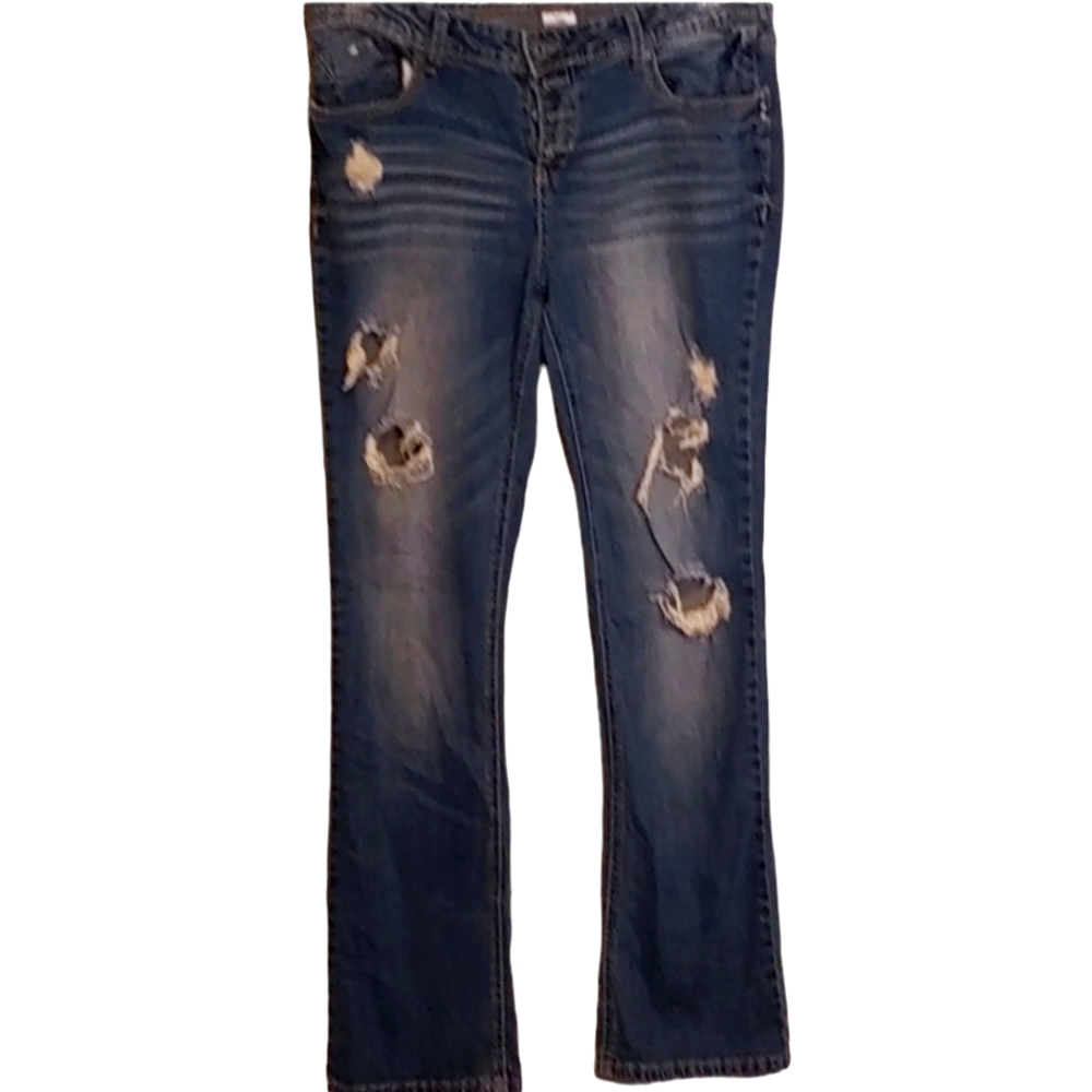 Joe Boxer Button Fly Denim Jeans Size 15 Womens distressed